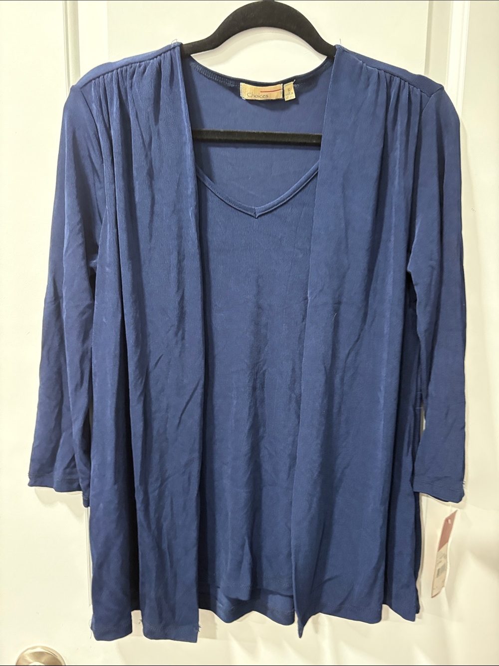 Choices Indigo Blue Open-Front Layered V-Neck top